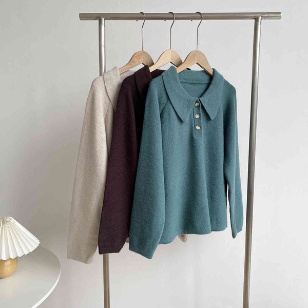 sweaters women's knitted lapel autumn solid color loose-fitting sweater, White;black
sweaters women's knitted lapel autumn solid color loose-fitting sweater, White;black