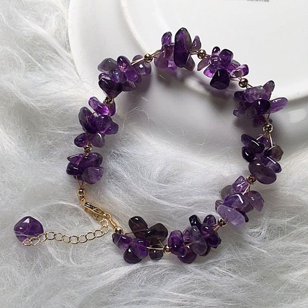 handmade irregular natural purple energy crystal stone charm bracelets for women girl party club birthday wedding decor jewelry, Golden;silver
handmade irregular natural purple energy crystal stone charm bracelets for women girl party club birthday wedding decor jewelry, Golden;silver