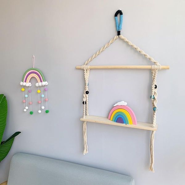 style room decoration handmade woven cotton rope rainbow hanging wall decors with felt ball po props decorative objects & figurines
style room decoration handmade woven cotton rope rainbow hanging wall decors with felt ball po props decorative objects & figurines