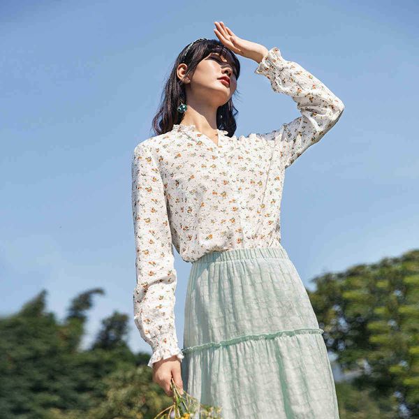 women's blouses & shirts blouses spring autumn arrivals fresh agaric lace up sleeves delicate floral long sleeve shirt seersucker jf98, White
women's blouses & shirts blouses spring autumn arrivals fresh agaric lace up sleeves delicate floral long sleeve shirt seersucker jf98, White