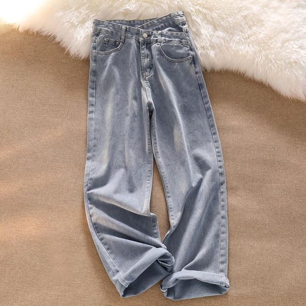 women's jeans girl fashion women summer thin loose high waist wide leg pants femme korean style casual straight slim bottoms, Blue 
women's jeans girl fashion women summer thin loose high waist wide leg pants femme korean style casual straight slim bottoms, Blue