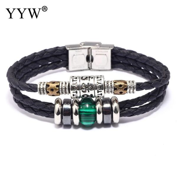 charm bracelets lucky vintage men's leather bracelet playing stone beads multilayer braided women black pulseira masculina fashion jewe, Golden;silver
charm bracelets lucky vintage men's leather bracelet playing stone beads multilayer braided women black pulseira masculina fashion jewe, Golden;silver