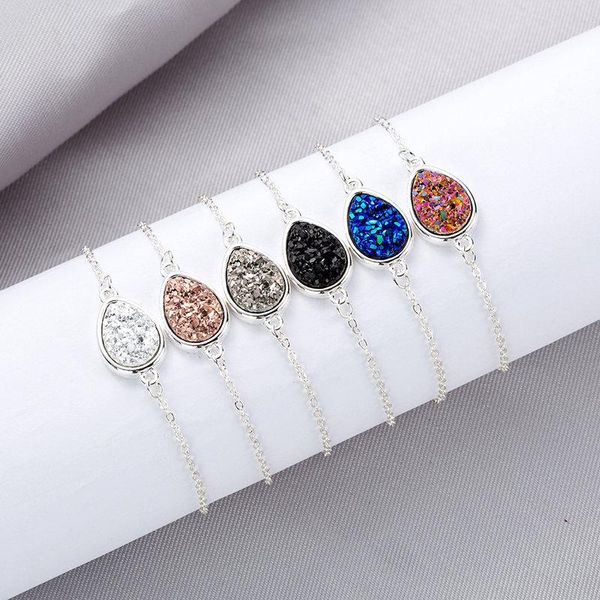 link, chain water drop resin druzy drusy bracelet for women gift faux natural stone adjustable jewelry fashion 2021, Black
link, chain water drop resin druzy drusy bracelet for women gift faux natural stone adjustable jewelry fashion 2021, Black