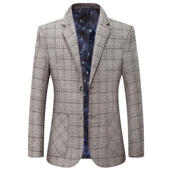 men's suits & blazers mens autumn winter jacket plaid suit coat men middle-aged spring business casual outerwear male, White;black
men's suits & blazers mens autumn winter jacket plaid suit coat men middle-aged spring business casual outerwear male, White;black