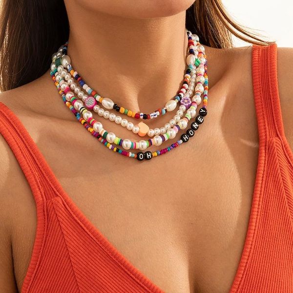 chokers 4pcs/ sets bohemia imitation pearl necklace for women colorful beads fruit letter heart choker collares para mujer, Golden;silver
chokers 4pcs/ sets bohemia imitation pearl necklace for women colorful beads fruit letter heart choker collares para mujer, Golden;silver