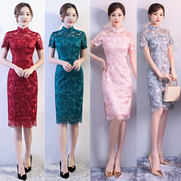 ethnic clothing elegant embroidery women cheongsam exquisite mandarin collar qipao vestidos lace dress vintage slim evening party robe, Red
ethnic clothing elegant embroidery women cheongsam exquisite mandarin collar qipao vestidos lace dress vintage slim evening party robe, Red