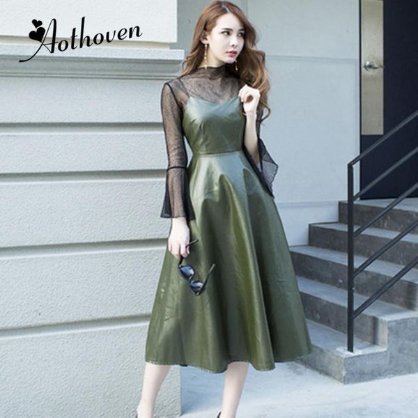 casual dresses 2021 spring women a-line dress green office o-neck long sleeve mesh patchwork pu slim bandage party vestidos, Black;gray
casual dresses 2021 spring women a-line dress green office o-neck long sleeve mesh patchwork pu slim bandage party vestidos, Black;gray