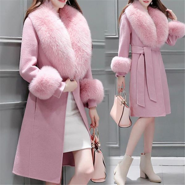 women's wool & blends 2021 winterwoolen coat women mid-length section slim-fit lace-up outwear female detachable fur collar ladies jack, Black
women's wool & blends 2021 winterwoolen coat women mid-length section slim-fit lace-up outwear female detachable fur collar ladies jack, Black