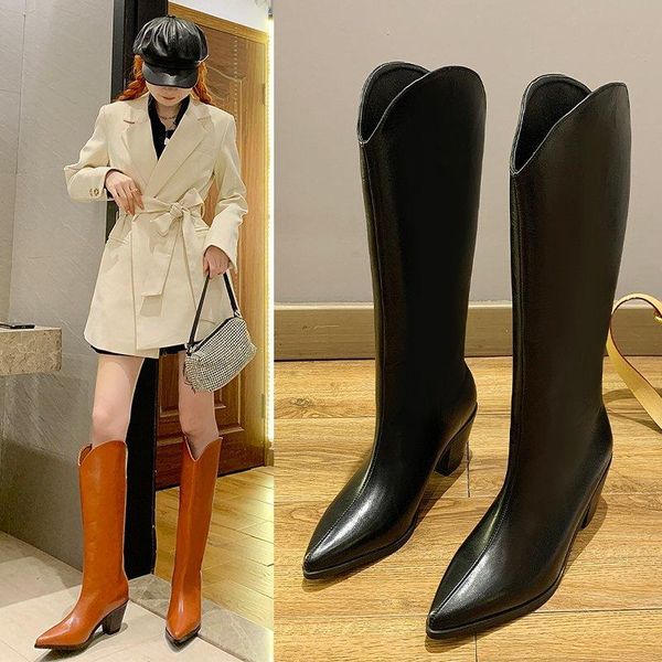 boots women's pointed western cowboy high-women knee thinner thick-heeled wood heel long-tube knight boot shoes, Black
boots women's pointed western cowboy high-women knee thinner thick-heeled wood heel long-tube knight boot shoes, Black