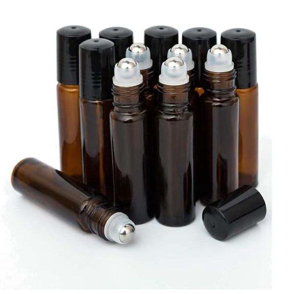 10ml 12pack amber glass roller bottles essential oil roll on vials empty rollerballs with black cap storage & jars
10ml 12pack amber glass roller bottles essential oil roll on vials empty rollerballs with black cap storage & jars