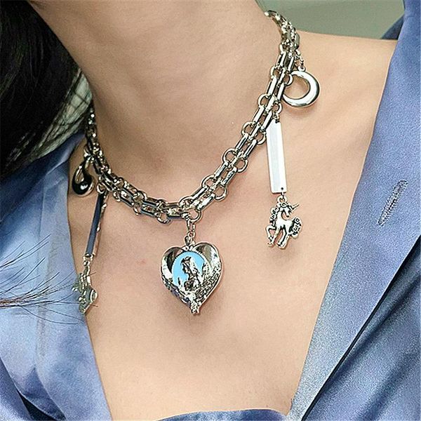pendant necklaces niche design vintage fashion angel chunky chain for women punk metal blue heart choker party jewelry cool girl, Silver
pendant necklaces niche design vintage fashion angel chunky chain for women punk metal blue heart choker party jewelry cool girl, Silver