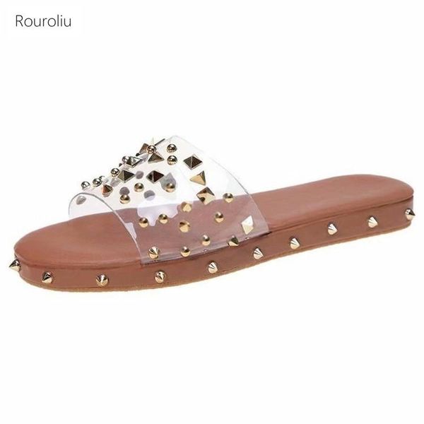 slippers rouroliu 2021 summer rivets outside transparent pvc beach slides women open toe casual 35-43, Black
slippers rouroliu 2021 summer rivets outside transparent pvc beach slides women open toe casual 35-43, Black