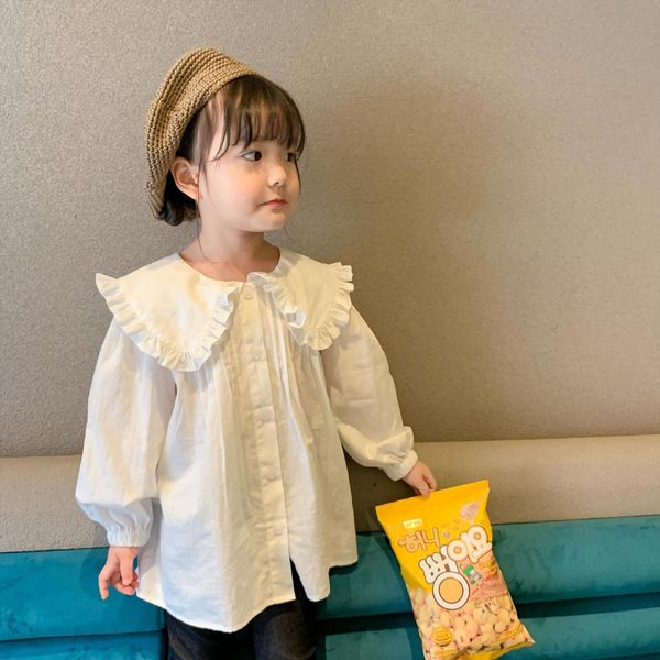 spring korean style baby girls white blouses ruffle loose long sleeve toddlers kids shirts children clothes, White;black
spring korean style baby girls white blouses ruffle loose long sleeve toddlers kids shirts children clothes, White;black