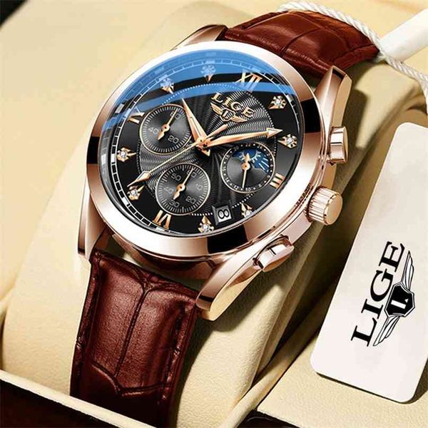 lige brand luxury mens watches male clocks date sport military clock leather strap quartz business men watch gift 210609, Slivery;brown
lige brand luxury mens watches male clocks date sport military clock leather strap quartz business men watch gift 210609, Slivery;brown