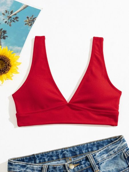 rib v neck bikini q0ev#, White;black
rib v neck bikini q0ev#, White;black