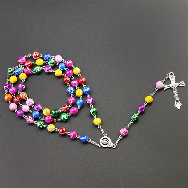 new religious catholic rainbow rosary long necklaces jesus cross pendant 8mm bead chains for women men s fashion christian jewely 85 k2, Silver
new religious catholic rainbow rosary long necklaces jesus cross pendant 8mm bead chains for women men s fashion christian jewely 85 k2, Silver