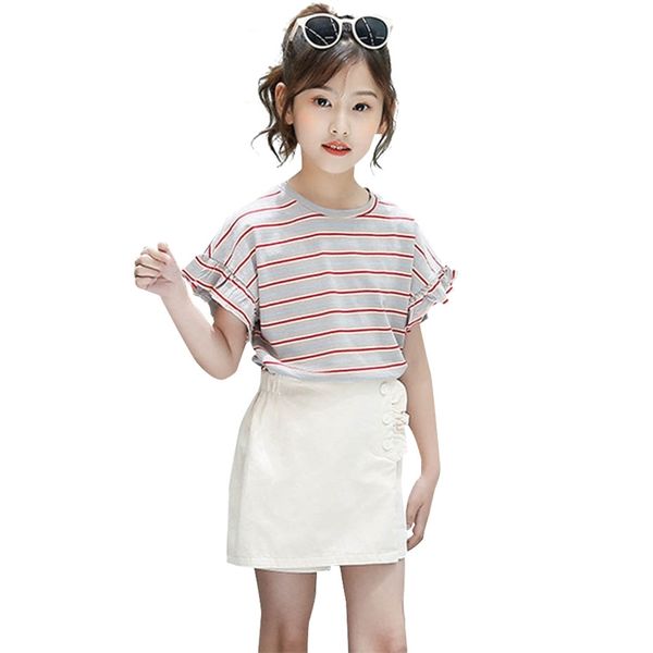 kids clothes girl striped t-shirt + skirt pants 2 pcs girls ruffle sleeve set for casual summer 210527, White
kids clothes girl striped t-shirt + skirt pants 2 pcs girls ruffle sleeve set for casual summer 210527, White
