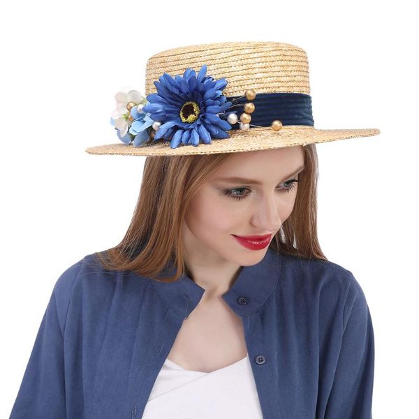 100% wheat straw women summer sun hat lady beach wide brim flat boater with handmade big flower size 56-58cm hats, Blue;gray
100% wheat straw women summer sun hat lady beach wide brim flat boater with handmade big flower size 56-58cm hats, Blue;gray