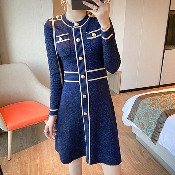 dress elegant sweater women autumn shiny lurex knitted o-neck long sleeve buttons midi winter vestidos, Black;gray
dress elegant sweater women autumn shiny lurex knitted o-neck long sleeve buttons midi winter vestidos, Black;gray