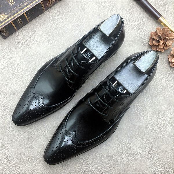 new mens lace up pointed toe oxford shoes british brogue business dress formal wedding shoes, Black
new mens lace up pointed toe oxford shoes british brogue business dress formal wedding shoes, Black