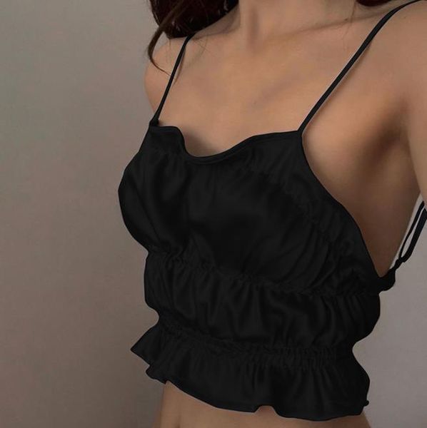 summer solid sling womens tank straps camisoles ruffles ruffle satin streetwear strapless vest crop slim backless club camis, White
summer solid sling womens tank straps camisoles ruffles ruffle satin streetwear strapless vest crop slim backless club camis, White