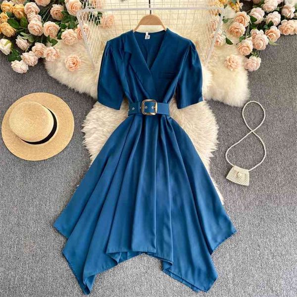 women's fashion notched collar short sleeve irregular a-line dress solid color elegant clothes party vestidos s483 210527, Black;gray
women's fashion notched collar short sleeve irregular a-line dress solid color elegant clothes party vestidos s483 210527, Black;gray
