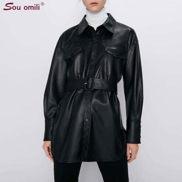 oversized trench women pu leather jacket female solid color jackets ladys loose casual with belt women's & faux, Black
oversized trench women pu leather jacket female solid color jackets ladys loose casual with belt women's & faux, Black