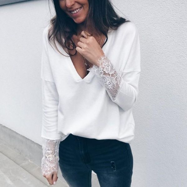 women blouse white v neck long sleeve fashion autumn lace cuff women's blouses & shirts
women blouse white v neck long sleeve fashion autumn lace cuff women's blouses & shirts