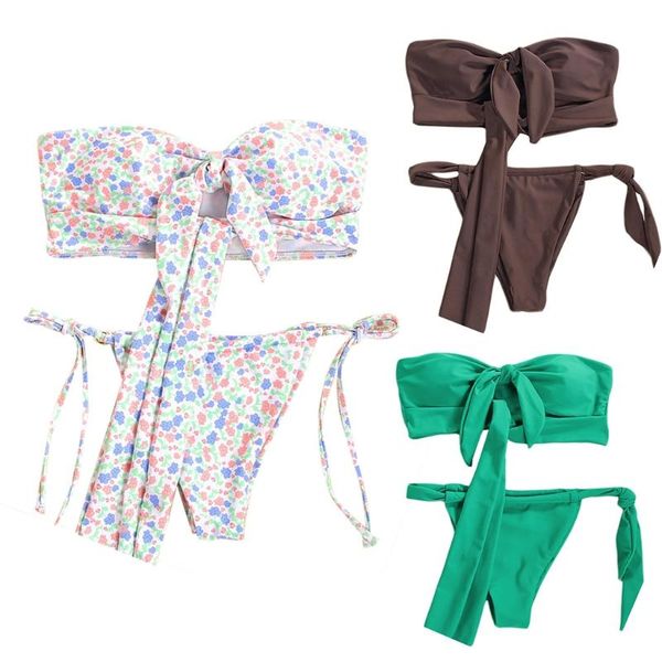 women 2 pieces bikini set hollow out strapless tie knot front bandeau swimsuit side lace-up bandage thong solid color g99d one-piece su
women 2 pieces bikini set hollow out strapless tie knot front bandeau swimsuit side lace-up bandage thong solid color g99d one-piece su