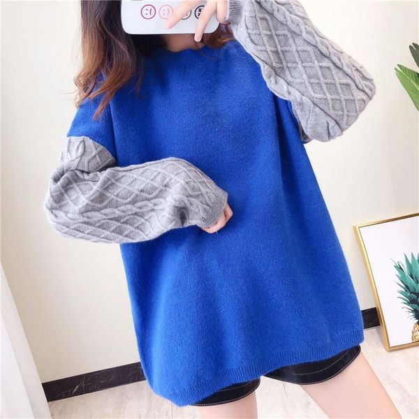 women's sweaters fashion knit sweater 2021 spring autumn loose stitching pullover turtleneck wear maternity, White;black
women's sweaters fashion knit sweater 2021 spring autumn loose stitching pullover turtleneck wear maternity, White;black
