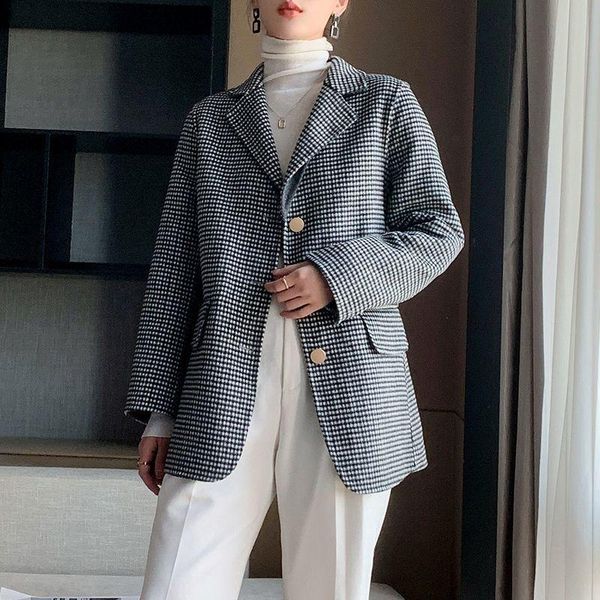 women's wool & blends 2021 autumn and winter double-sided cashmere coat women's high-end plaid outerwear 100% pure overcoat, Black
women's wool & blends 2021 autumn and winter double-sided cashmere coat women's high-end plaid outerwear 100% pure overcoat, Black