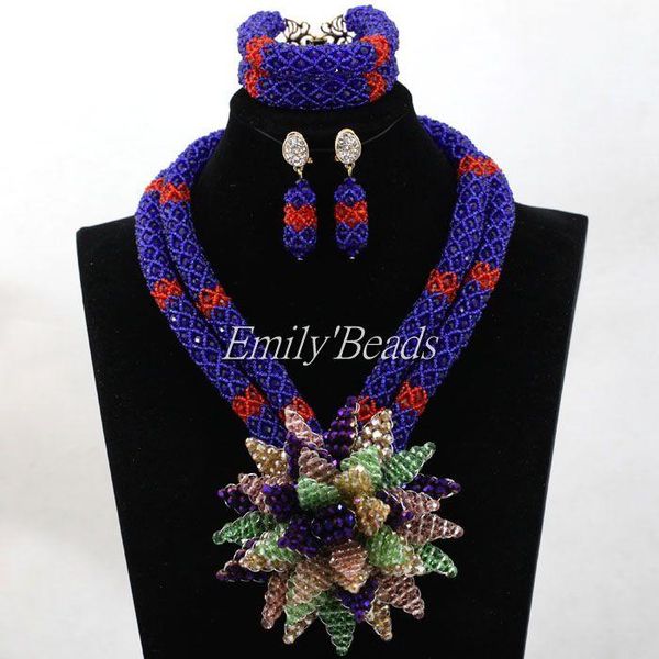 earrings & necklace multicolored african wedding beads set costume nigerian crystal jewelry flower pendant alj431, Silver
earrings & necklace multicolored african wedding beads set costume nigerian crystal jewelry flower pendant alj431, Silver