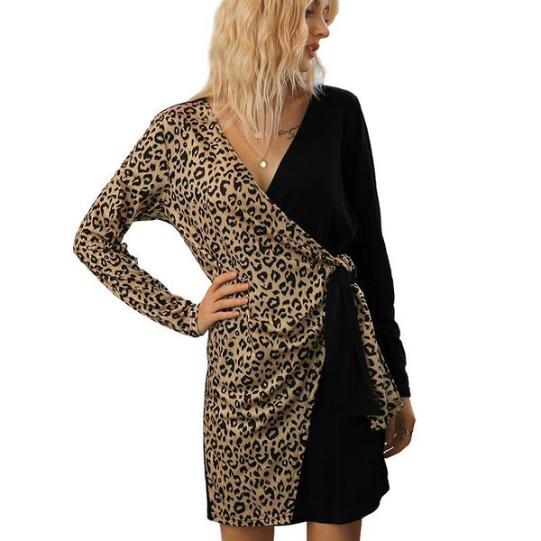 casual dresses 2021 fashion cross v-neck leopard block sashes dress long sleeve women autumn color contrast matching print, Black;gray
casual dresses 2021 fashion cross v-neck leopard block sashes dress long sleeve women autumn color contrast matching print, Black;gray