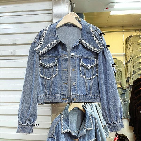 women's jackets vintage denim jacket spring autumn coat outwear 2021 korean style heavy-duty pearl loose cowboy girls, Black;brown
women's jackets vintage denim jacket spring autumn coat outwear 2021 korean style heavy-duty pearl loose cowboy girls, Black;brown