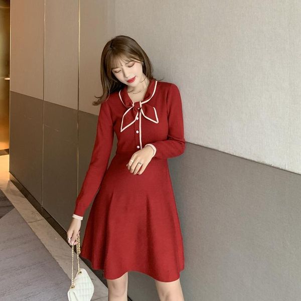 winter han edition dress show thin bind waist long sleeve knit casual dresses, Black;gray
winter han edition dress show thin bind waist long sleeve knit casual dresses, Black;gray