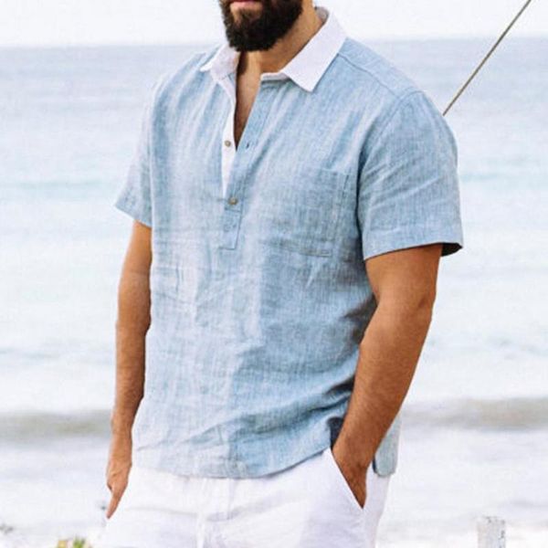 men's casual shirts men turn-down collar short sleeve shirt sweat absorbing patchwork buttons closure pullover thin slim fits top, White;black
men's casual shirts men turn-down collar short sleeve shirt sweat absorbing patchwork buttons closure pullover thin slim fits top, White;black