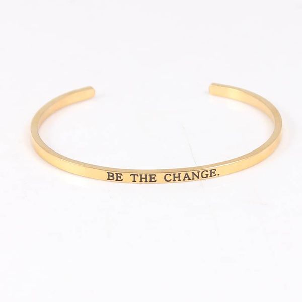 bangle gold color 316l stainless steel engraved be the change inspirational quote cuff mantra bracelet for women, Black
bangle gold color 316l stainless steel engraved be the change inspirational quote cuff mantra bracelet for women, Black