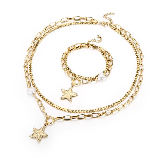 earrings & necklace double chain pearl star girl charm bracelet layer gold figaro for women cuban, Silver
earrings & necklace double chain pearl star girl charm bracelet layer gold figaro for women cuban, Silver