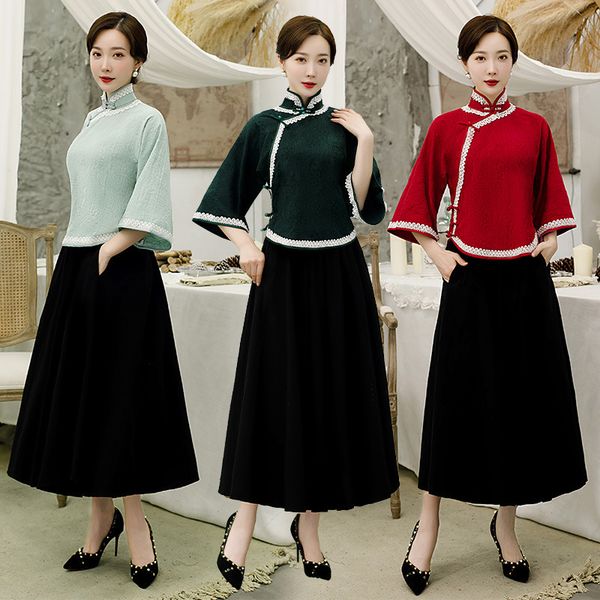 luxury cheongsam 2021 tang dream autumn two-piece inverted sleeve drs cotton hemp young republic of china style student cheongsam skirt, Blue;red
luxury cheongsam 2021 tang dream autumn two-piece inverted sleeve drs cotton hemp young republic of china style student cheongsam skirt, Blue;red