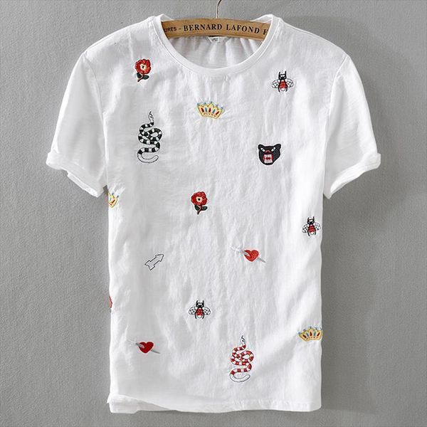 trend summer short sleeve men linen white fashion loose embroidery stitching male camiseta m 3xl, White;black
trend summer short sleeve men linen white fashion loose embroidery stitching male camiseta m 3xl, White;black