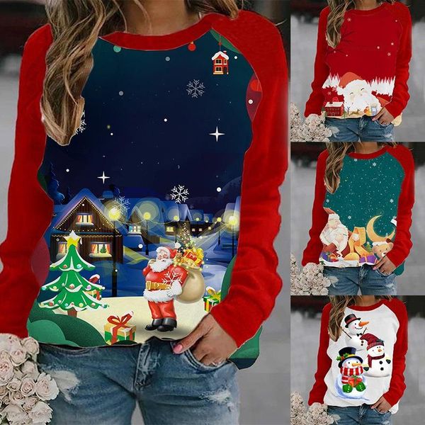 women's t-shirt 2021 christmas red contrast old man print long sleeve round neck, White
women's t-shirt 2021 christmas red contrast old man print long sleeve round neck, White