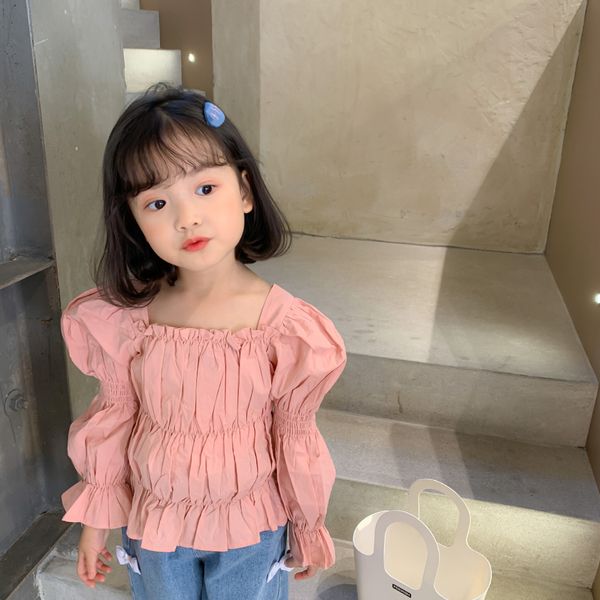 new 2021 spring baby girls puff sleeve blouses solid color kids square collar children ruched shirts, White;black
new 2021 spring baby girls puff sleeve blouses solid color kids square collar children ruched shirts, White;black