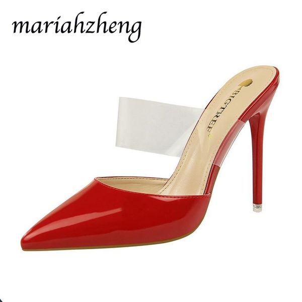 slippers meriahzheng 10.5cm 2021 fashion stiletto high-heeled leather toe cap with shallow mouth transparent word pointed sandals ds, Black
slippers meriahzheng 10.5cm 2021 fashion stiletto high-heeled leather toe cap with shallow mouth transparent word pointed sandals ds, Black