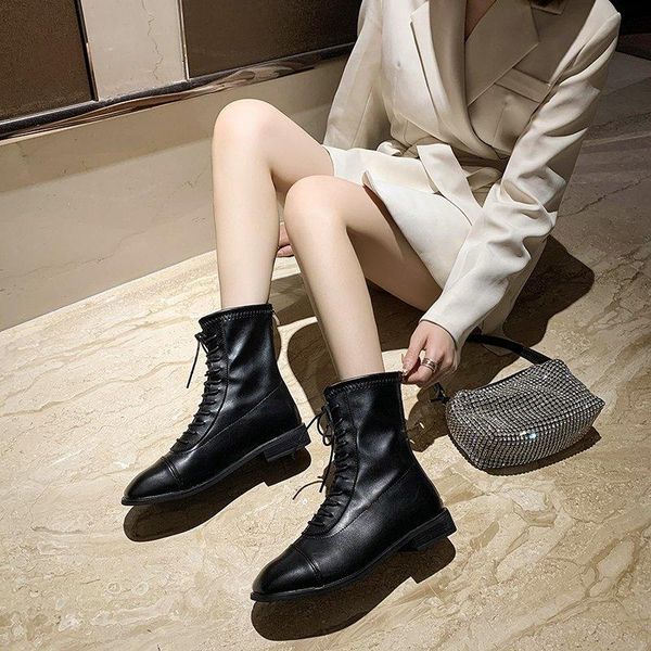 square-toed chunky ankle boot 2021 spring and autumn versatile knight lace-up low-heeled women's x505 dress shoes, Black
square-toed chunky ankle boot 2021 spring and autumn versatile knight lace-up low-heeled women's x505 dress shoes, Black