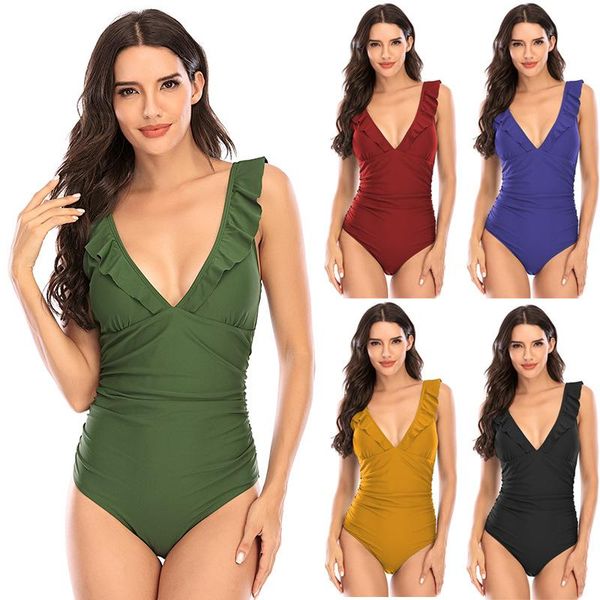 two-piece suits bikini one-piece solid print ruffled swimsuit women swimwear girl beach bathing swimming lady beachwear deep v neck
two-piece suits bikini one-piece solid print ruffled swimsuit women swimwear girl beach bathing swimming lady beachwear deep v neck