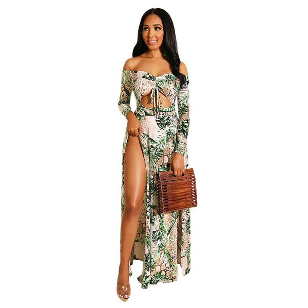 casual dresses special design ladies summer print dress off shoulder long sleeve high split women elegant mos1841, Black;gray
casual dresses special design ladies summer print dress off shoulder long sleeve high split women elegant mos1841, Black;gray