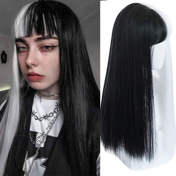 synthetic wigs houyan cosplay long straight hair wig girly bangs black and white heat-resistant
synthetic wigs houyan cosplay long straight hair wig girly bangs black and white heat-resistant
