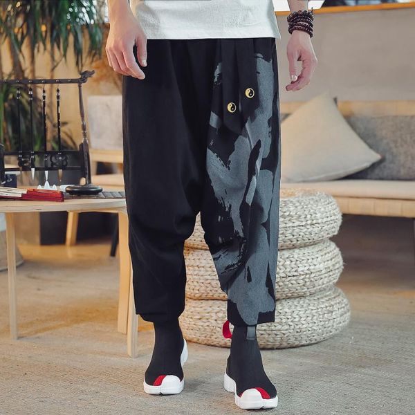 chinese wind big size loose casual pants leggings nine points men's cotton cross tai chi, Black
chinese wind big size loose casual pants leggings nine points men's cotton cross tai chi, Black