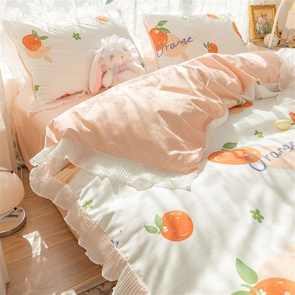 bedding sets korean orange print washed cotton comforter home set floral chiffon edge
bedding sets korean orange print washed cotton comforter home set floral chiffon edge