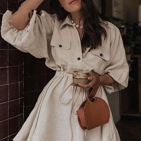 women dresses vintage elegant mini shirt dress casual lantern sleeve short turndown collar lace up linen female, Black;gray 
women dresses vintage elegant mini shirt dress casual lantern sleeve short turndown collar lace up linen female, Black;gray